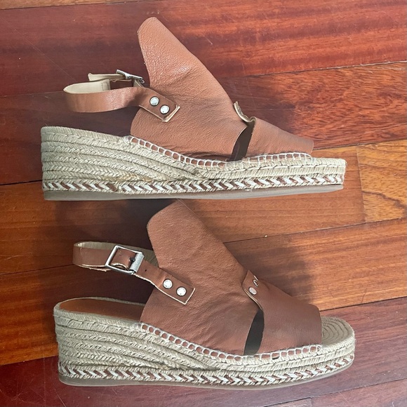 Rag & Bone Sayre Espadrille Wedge Sandals Leather Brown 6.5  37 Quiet Luxury - Picture 4 of 11
